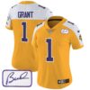 Women’s Vikings Bud Grant Patch Classic Limited Jersey V3 – All Stitched – Gold Alternate – Bud Grant