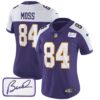 Women’s Vikings Bud Grant Patch Classic Limited Jersey – All Stitched – Alternate – Randy Moss