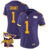 Women’s Vikings Bud Grant Patch Classic Limited Jersey V5 – All Stitched – Color Rush – Bud Grant