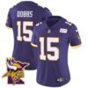 Women’s Vikings Bud Grant Patch Classic Limited Jersey V5 – All Stitched – Purple – Joshua Dobbs