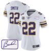 Women’s Vikings Bud Grant Patch Classic Limited Jersey – All Stitched – White – Harrison Smith