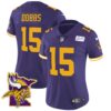 Women’s Vikings Bud Grant Patch Classic Limited Jersey V5 – All Stitched – Color Rush – Joshua Dobbs