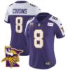 Women’s Vikings Bud Grant Patch Classic Limited Jersey V5 – All Stitched – Purple Alternate – Kirk Cousins