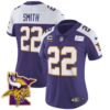 Women’s Vikings Bud Grant Patch Classic Limited Jersey V5 – All Stitched – Purple Alternate – Harrison Smith