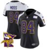 Women’s Vikings Bud Grant Patch Classic Limited Jersey V5 – All Stitched – Black Alternate – Randy Moss