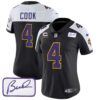Women’s Vikings Bud Grant Patch Classic Limited Jersey V3 – All Stitched – Black Alternate – Dalvin Cook