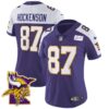 Women’s Vikings Bud Grant Patch Classic Limited Jersey V5 – All Stitched – Purple Alternate – T.J. Hockenson