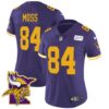 Women’s Vikings Bud Grant Patch Classic Limited Jersey V5 – All Stitched – Color Rush – Randy Moss