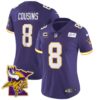 Women’s Vikings Bud Grant Patch Classic Limited Jersey V5 – All Stitched – Purple – Kirk Cousins