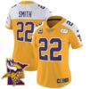 Women’s Vikings Bud Grant Patch Classic Limited Jersey V5 – All Stitched – Gold Alternate – Harrison Smith