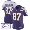 Women’s Vikings Bud Grant Patch Classic Limited Jersey V3 – All Stitched – Purple Alternate – T.J. Hockenson