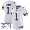 Women’s Vikings Bud Grant Patch Classic Limited Jersey – All Stitched – White – Bud Grant