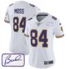 Women’s Vikings Bud Grant Patch Classic Limited Jersey V3 – All Stitched – White – Randy Moss