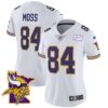 Women’s Vikings Bud Grant Patch Classic Limited Jersey V5 – All Stitched – White – Randy Moss