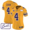 Women’s Vikings Bud Grant Patch Classic Limited Jersey – All Stitched – Gold – Dalvin Cook