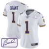 Women’s Vikings Bud Grant Patch Classic Limited Jersey V3 – All Stitched – White – Bud Grant