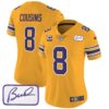 Women’s Vikings Bud Grant Patch Classic Limited Jersey – All Stitched – Gold – Kirk Cousins
