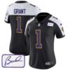 Women’s Vikings Bud Grant Patch Classic Limited Jersey V3 – All Stitched – Black Alternate – Bud Grant