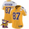 Women’s Vikings Bud Grant Patch Classic Limited Jersey V5 – All Stitched – Gold Alternate – T.J. Hockenson