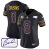 Women’s Vikings Bud Grant Patch Classic Limited Jersey – All Stitched – Black – Kirk Cousins