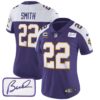 Women’s Vikings Bud Grant Patch Classic Limited Jersey V3 – All Stitched – Purple Alternate – Harrison Smith