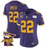 Women’s Vikings Bud Grant Patch Classic Limited Jersey V5 – All Stitched – Color Rush – Harrison Smith