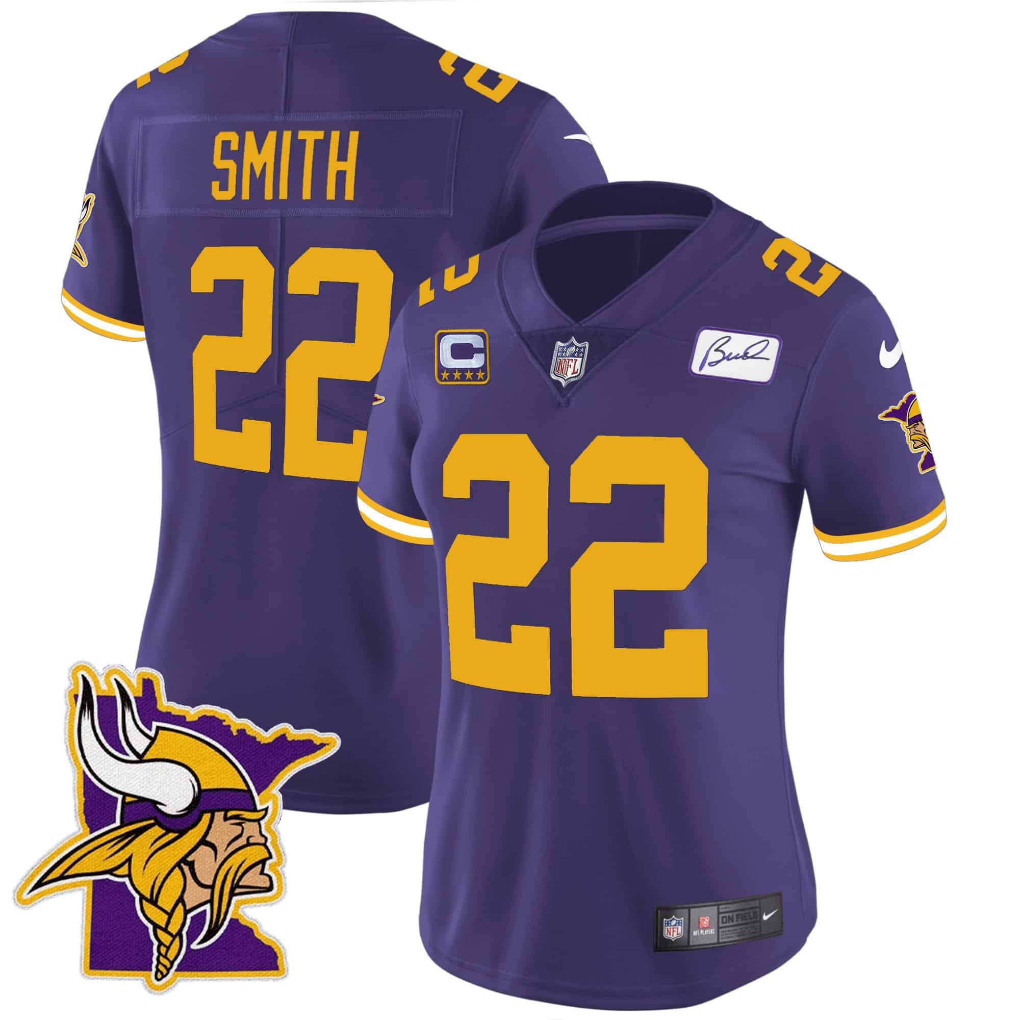 Women’s Vikings Bud Grant Patch Classic Limited Jersey V5 – All Stitched – Color Rush – Harrison Smith