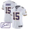 Women’s Vikings Bud Grant Patch Classic Limited Jersey V3 – All Stitched – White – Joshua Dobbs