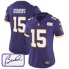 Women’s Vikings Bud Grant Patch Classic Limited Jersey V3 – All Stitched – Purple – Joshua Dobbs