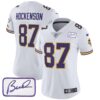 Women’s Vikings Bud Grant Patch Classic Limited Jersey V3 – All Stitched – White – T.J. Hockenson