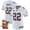 Women’s Vikings Bud Grant Patch Classic Limited Jersey V5 – All Stitched – White – Harrison Smith