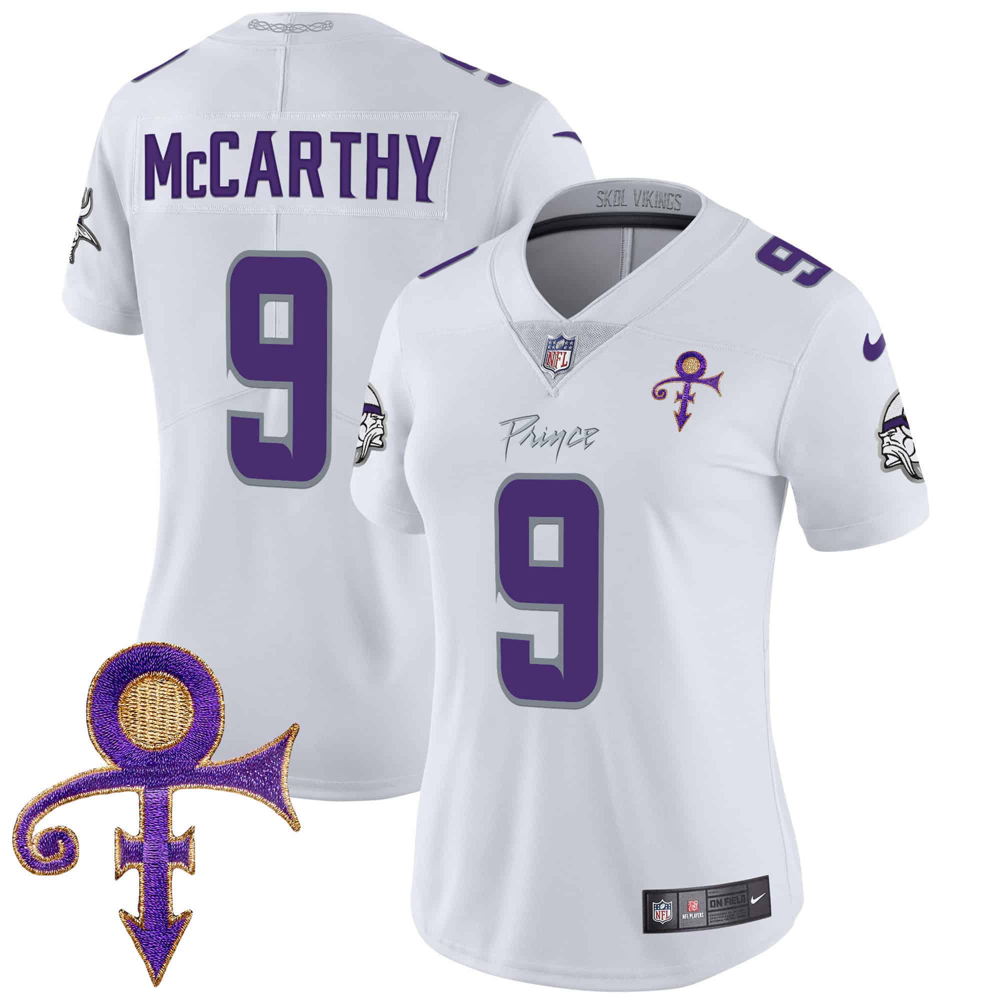 Women’s Minnesota Vikings 2024 Prince Vapor Limited Jersey – All Stitched – White Limited – J.J. McCarthy