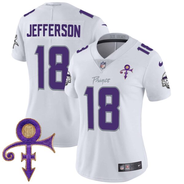 Women’s Minnesota Vikings 2024 Prince Vapor Limited Jersey – All Stitched – White Limited – Justin Jefferson