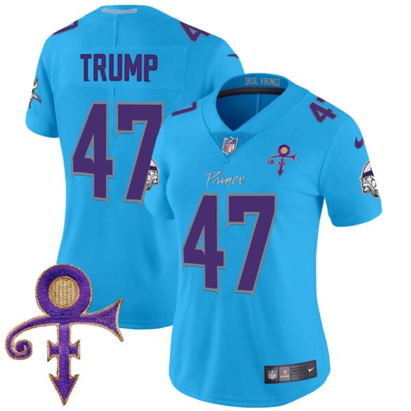 Women’s Minnesota Vikings 2024 Prince Vapor Limited Jersey – All Stitched – Light Blue – Donald Trump
