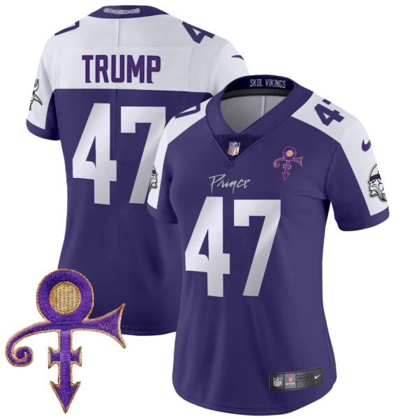 Women’s Minnesota Vikings 2024 Prince Vapor Limited Jersey – All Stitched – Purple Alternate – Donald Trump