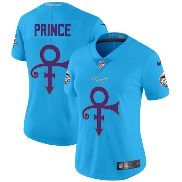 Women’s Minnesota Vikings 2024 Prince Vapor Limited Jersey – All Stitched – Light Blue – Prince