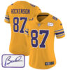 Women’s Vikings Bud Grant Patch Classic Limited Jersey – All Stitched – Gold – T.J. Hockenson