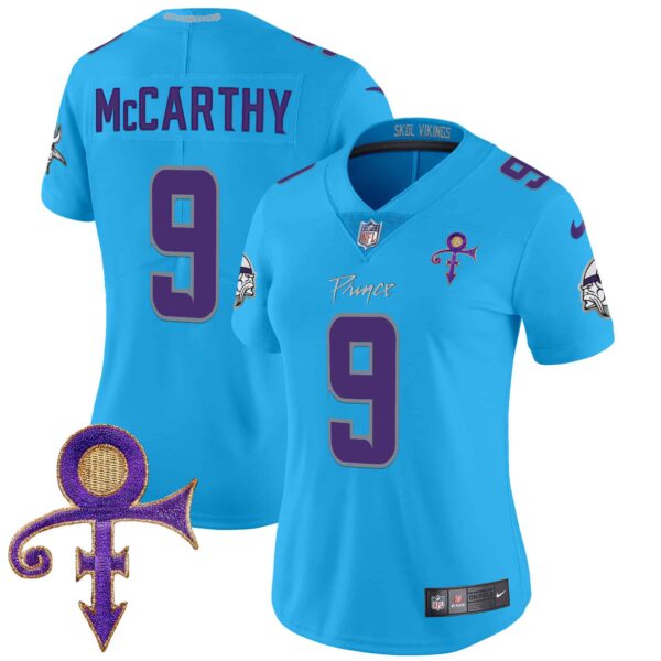 Women’s Minnesota Vikings 2024 Prince Vapor Limited Jersey – All Stitched – Light Blue – J.J. McCarthy
