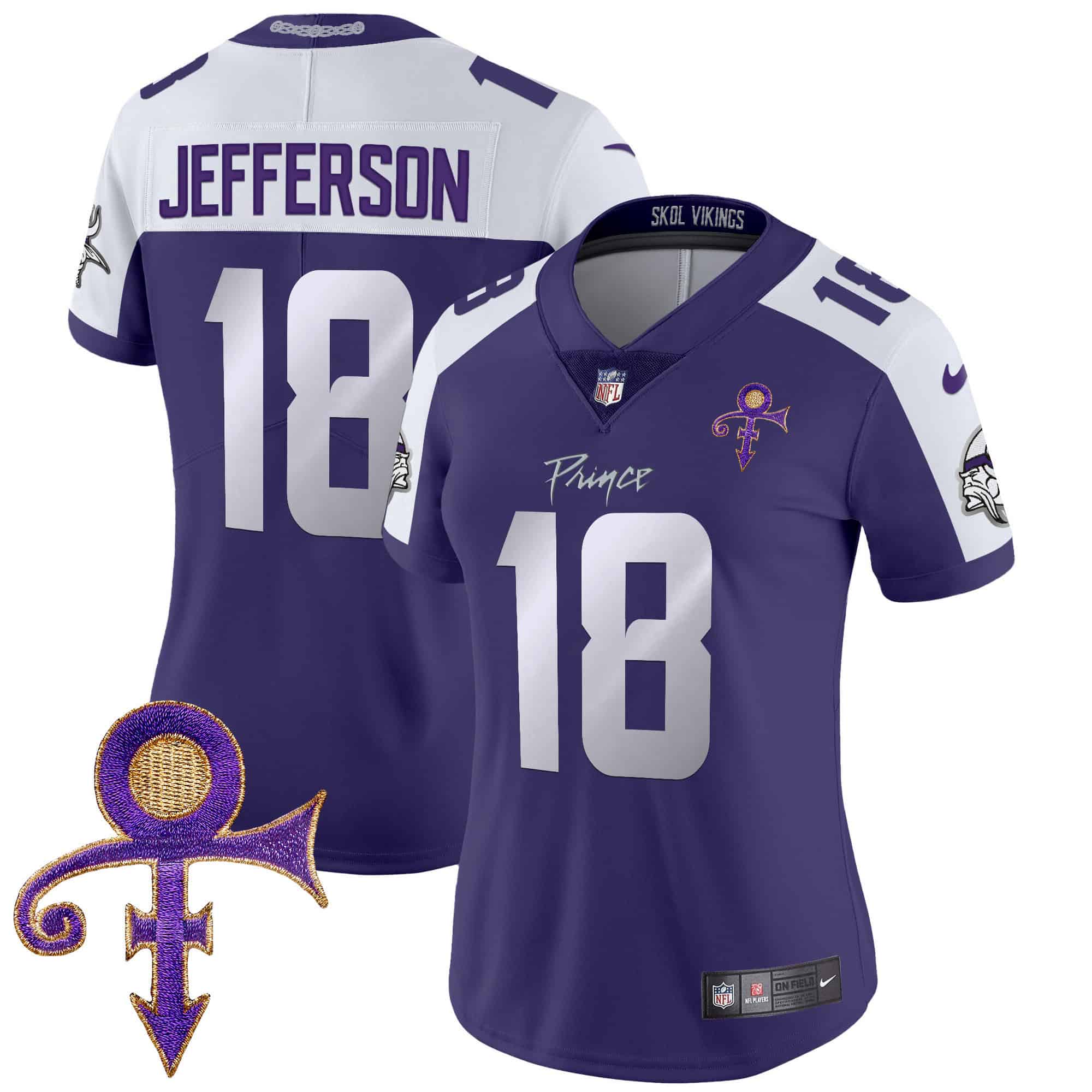 Women’s Minnesota Vikings 2024 Prince Vapor Limited Jersey – All Stitched – Purple Alternate – Justin Jefferson