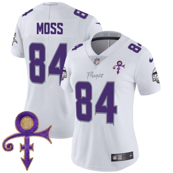 Women’s Minnesota Vikings 2024 Prince Vapor Limited Jersey – All Stitched – White Limited – Randy Moss