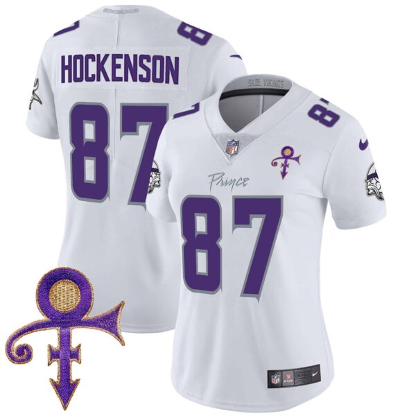 Women’s Minnesota Vikings 2024 Prince Vapor Limited Jersey – All Stitched – White Limited – T.J. Hockenson