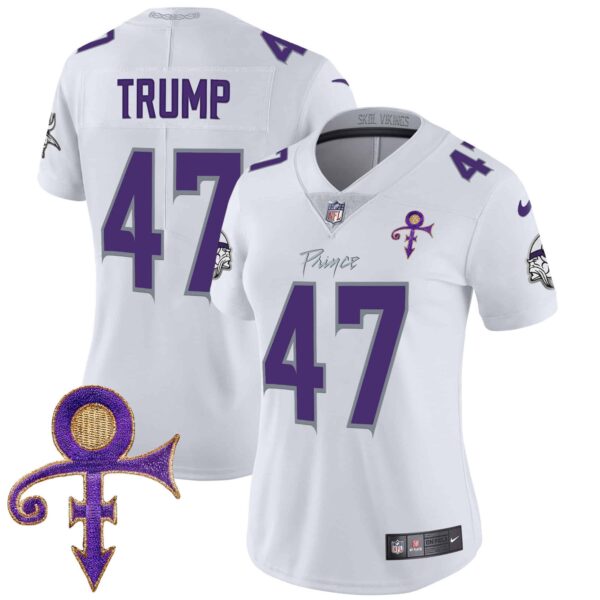 Women’s Minnesota Vikings 2024 Prince Vapor Limited Jersey – All Stitched – White Limited – Donald Trump