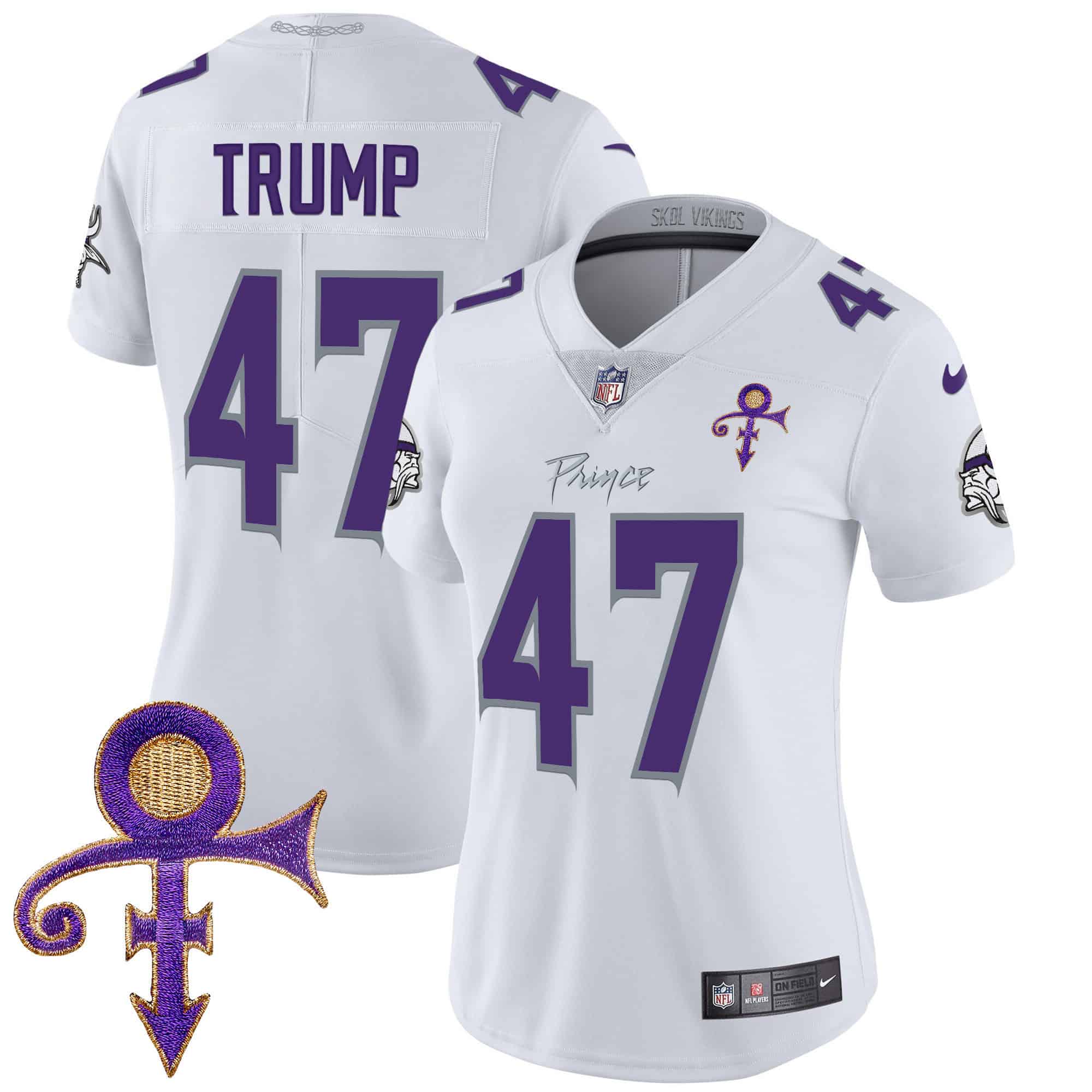 Women’s Minnesota Vikings 2024 Prince Vapor Limited Jersey – All Stitched – White Limited – Donald Trump