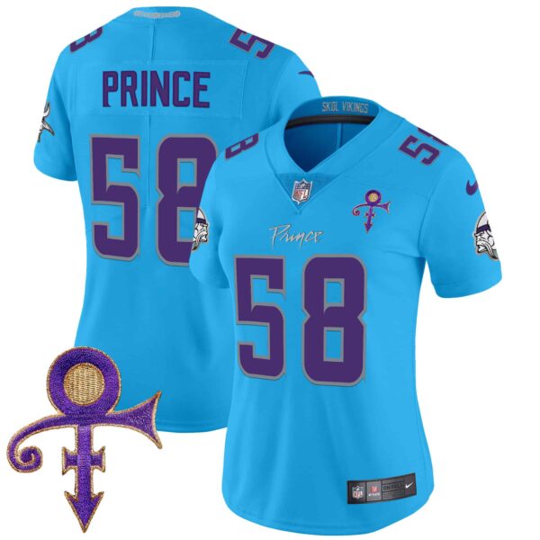 Women’s Minnesota Vikings 2024 Prince Vapor Limited Jersey – All Stitched – Light Blue – Prince 1958