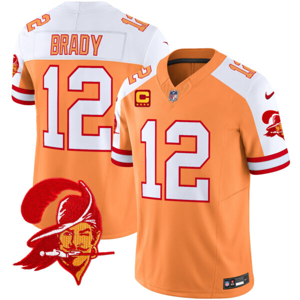 Men’s Tampa Bay Buccaneers Throwback Vapor Limited Jersey V2 – All Stitched – Creamsicle Alternate – Tom Brady
