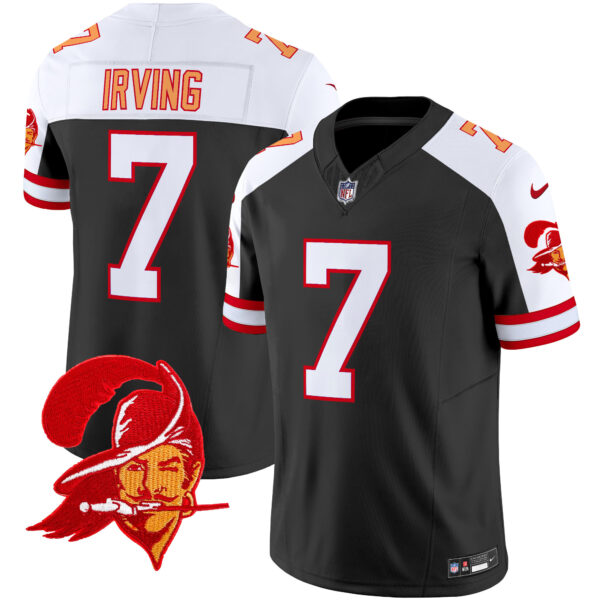 Men’s Tampa Bay Buccaneers Throwback Vapor Limited Jersey V2 – All Stitched – Black Alternate – Bucky Irving