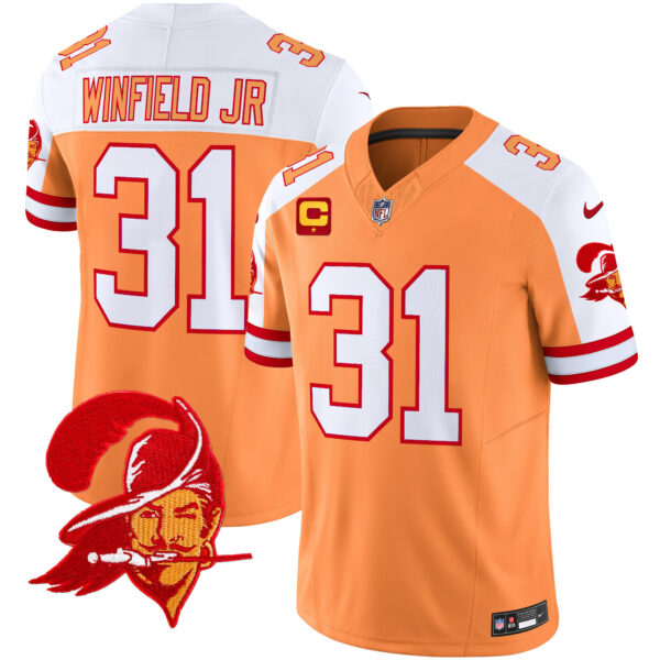 Men’s Tampa Bay Buccaneers Throwback Vapor Limited Jersey V2 – All Stitched – Creamsicle Alternate – Antoine Winfield Jr.