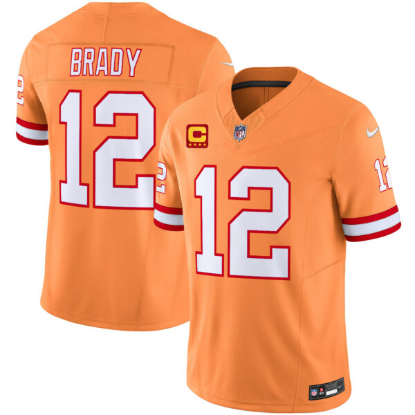 Men’s Tampa Bay Buccaneers Throwback Vapor Limited Jersey V2 – All Stitched – Creamsicle – Tom Brady
