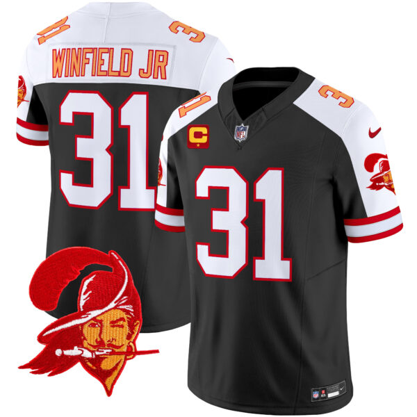 Men’s Tampa Bay Buccaneers Throwback Vapor Limited Jersey V2 – All Stitched – Black Alternate – Antoine Winfield Jr.