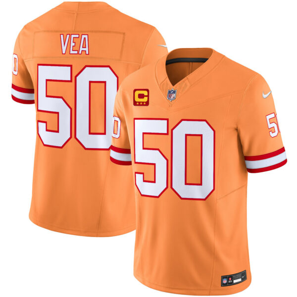 Men’s Tampa Bay Buccaneers Throwback Vapor Limited Jersey V2 – All Stitched – Creamsicle – Vita Vea
